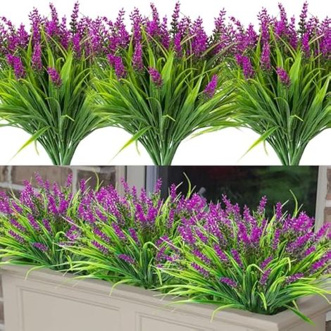 12 Bundles Fleurs Artificielles Deco Lavande Artificielle Fausse Fleurs Fausse Lavande Exterieur Artificielles Balcon pour Les Jardins Intérieurs,La Décoration Florale Nécessitant peu d'entretien (1/4)