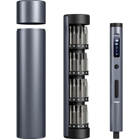 Mini tournevis électrique sans fil - Kit 62 en 1, compatible avec ordinateurs portables, téléphones, etc., 1 kit, gris (1/5)