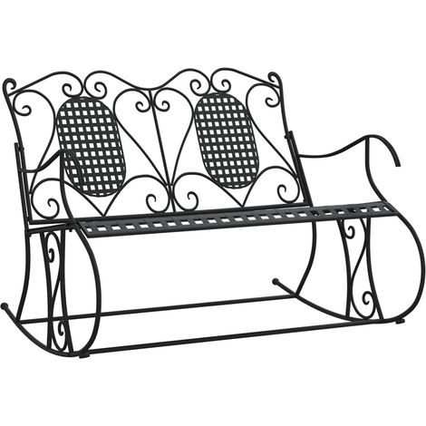 Banco de jardín muebles de exterior terraza mecedora 2 plazas 113 cm acero negro 020011846
