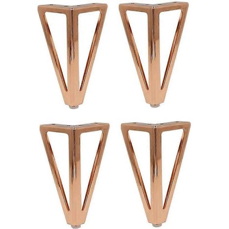 Pieds de rechange pour meubles en métal (pieds triangulaires pour armoires, tables et canapés) en or rose ensemble de quincaillerie pour meubles de 4 pièces. (1/5)