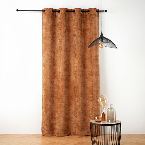 Rideau thermique et phonique velours chenille Orange 135x260 cm
