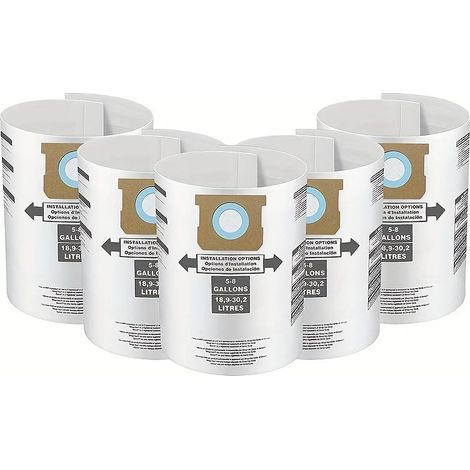 Lot de 6 sacs de rechange pour aspirateur Shop Vac 5-8 gallons, type E/H 90661 906-61 9066100 sacs filtrants jetables. (1/5)