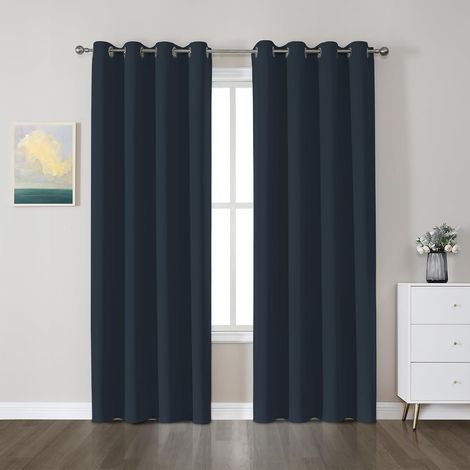 2 Piece Blackout Curtain, 140 x 245 cm, Thermal Insulating Curtain, Anti-Cold and Heat Curtain with Eyelets, Opaque Light, Anti-UV, Decoration Bedroom, Home, Living Room, Interiors (1/5)