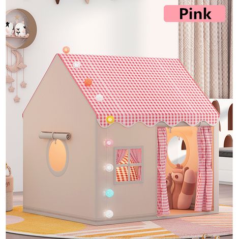 Kinder Spielzelt Prinzessin Schloss Spielzelt  Spielhaus-Zelt mit LED-Lichterkette,Rosa
