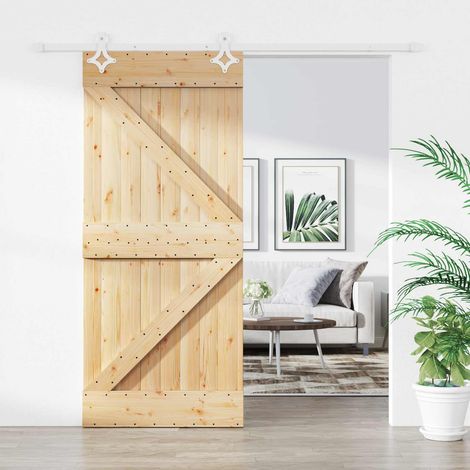 vidaXL Porta scorrevole Naturale e Bianco 90 x 210 cm