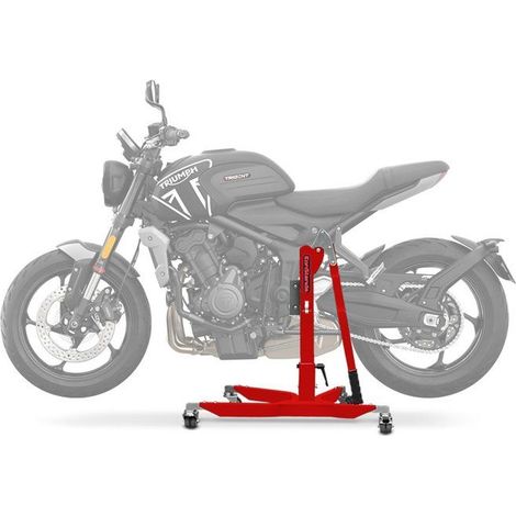 Lève central / béquille d'atelier - CONSTANDS - Triumph Trident 660 (2021-2025) - 300 kg - pliable - rouge