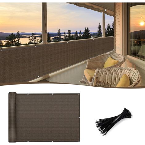 Brise-vue et clôture d'intimité marron pour balcon (3 x 10 pieds) — Écran pour garde-corps d'appartement — Brise-vent robuste pour extérieur, jardin, patio et terrasse (1/5)