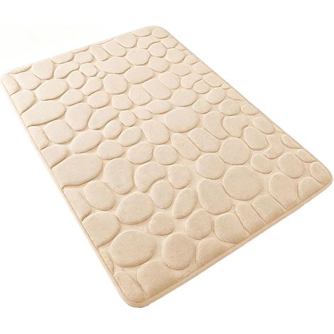 Tapis de Bain Absorbant, Doux, Antidérapant, Lavable en Machine, 40 x 60 cm, pour Salle de Bain, Douche et Chambre, Rectangulaire, Blanc (1/5)