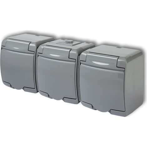 Enchufe triple JUNIOR con/sin (tapa de fresno) fresno IP54 10GHE-3 (1/3)