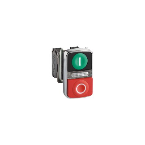 Pulsante Ø22 - doppio ad impulso - verde+rosso - luce bianca- 240V- IP40 - XB4BW73731M5