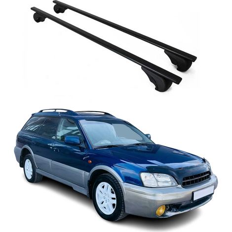 OMAC Barres de toit pour Subaru Legacy III 1999-2004 – TÜV / DIN 75302:2019 – Antivol inclus – Charge max 75 kg – 2 barres Noir (1/4)