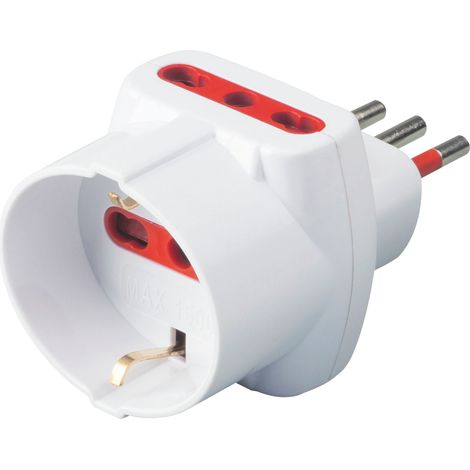 Rosi ADATTATORE TRIPLO RS78045T spina 2P+T 10A - prese 2 x 10/16A + 1 schuko