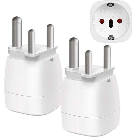 2-teiliger Reiseadapter für Europa und Südafrika, 2-poliger Stecker auf 3-poligen Typ-M-Stecker für Mosambik, Bhutan, Namibia und Botswana – KZQ