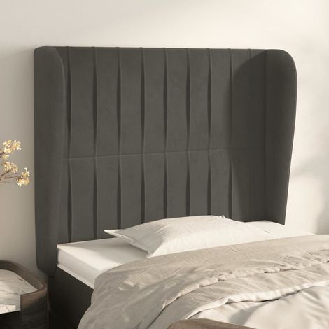Kopfteil mit Ohren Dunkelgrau 103x23x118/128 cm Samt vidaXL (1/5)