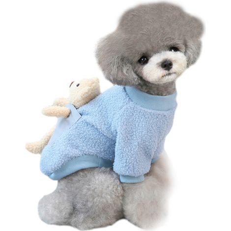 1 pull en polaire pour chien et chat, bleu, adapté automne-hiver, tailles M à XXL (1/5)