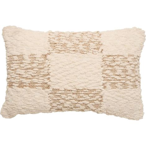 Coussin Déco Laine Chenille "Ameya" 38x58cm Beige Lin (1/5)