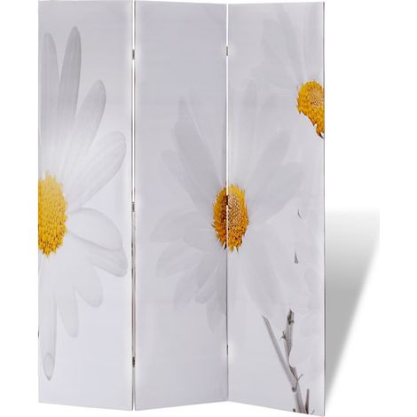 Paravent Intérieur Cloison de Séparation Pliable en Bois Massif de Sapin Fleur 120 x 170 cm (1/5)