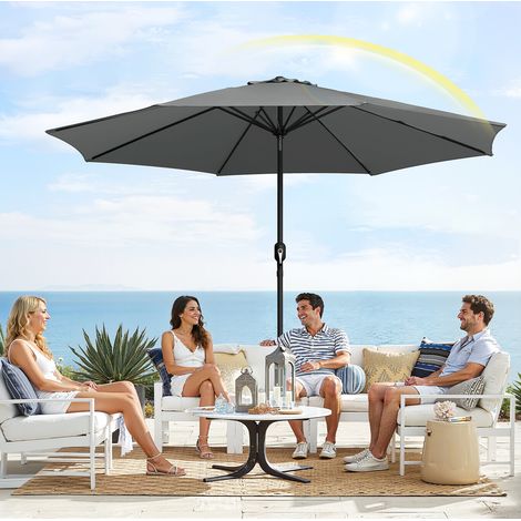 Jiubiaz Sombrilla modular de 3,5 m – Sombrilla de jardín para montar, para terraza y exterior, gris
