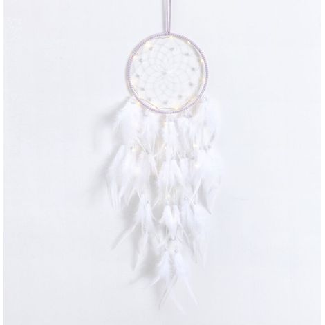 Attrape de Rêves LED,Faite Main Capteur de Rêves en Plumes Lumineux Dream Catcher pour Chambre Maison Décoration Tenture Murale Mobile Decoratif Filles Enfants Cadeau (1/5)