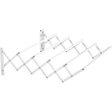 Étendoir à linge mural extensible et pliable, gain de place, pour une utilisation intérieure et extérieure, blanc, 63,5 x 60 x 20 cm (1/5)