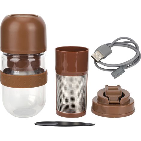 Automatische elektrische 2-in-1-Kaffeemühle mit 330-ml-Saftbehälter, kleines, per USB aufladbares Küchengerät (1/5)