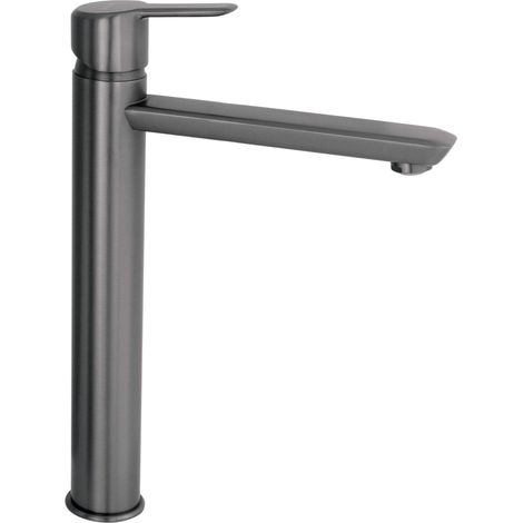 Miscelatore lavabo alto maniglia singola in ottone finitura titanio - Stapol