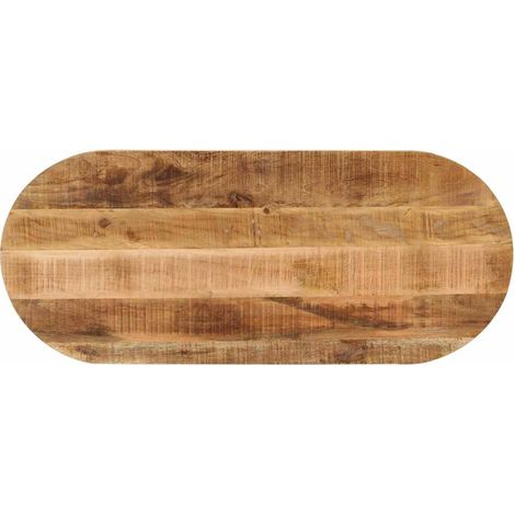 Tischplatte 80x40x2,5 cm Oval Raues Massives Mangoholz