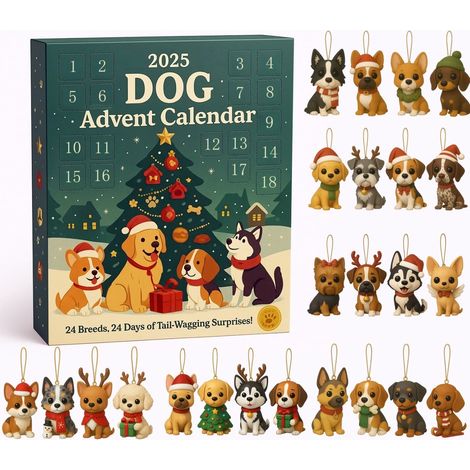 Calendrier De Lavent Pour Chiens - 24 Figurines Canines Miniatures - Cadeau De Noël Pour Amateurs De Chiens - Version 2025 (1/3)