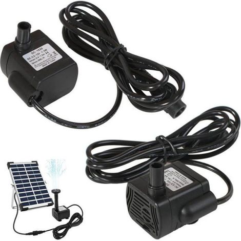 Pompes de fontaine solaire, pompes à eau solaire, DC 5.5V-12V 3W Panneaux solaires non inclus 300L / h Pompes à eau imperméable (1/4)