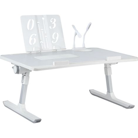 ® Table de Lit pour Ordinateur Portable Pliable, Réglable en Hauteur et Angle, our le canapé, l'étude, la lecture et l'écriture, 60x40x26-39cm, Gris (1/5)