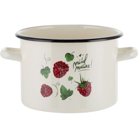Pentola smaltata Emalia Polska Pleszew Malina 18 cm 3,2 l crema
