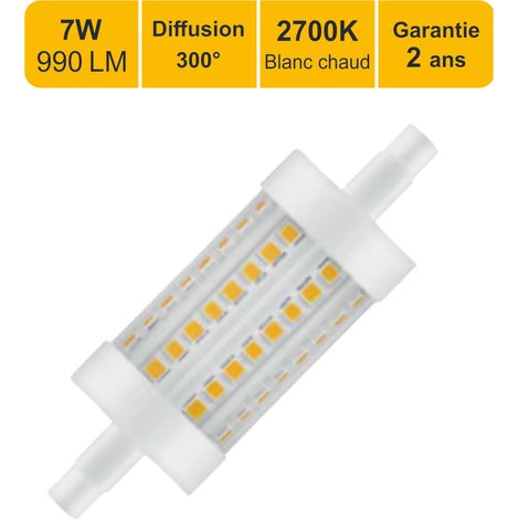 Ampoule LED crayon 78mm R7s 7W 990LM 2700K - garantie 5 ans (1/4)
