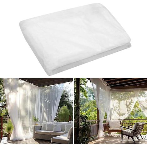 Rideau de gazebo extérieur en filet anti-insectes, moustiquaire blanche, couverture végétale (largeur 2,4 longueur 10 m) (1/5)