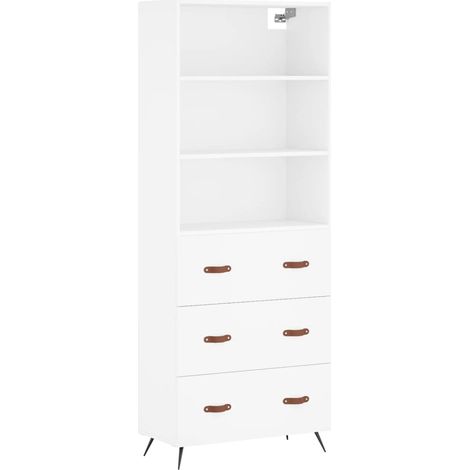 Aparador cómoda mueble de almacenaje organizador cocina salón salón alto 695 x 34 x 180 cm madera de ingeniería blanco 020032612