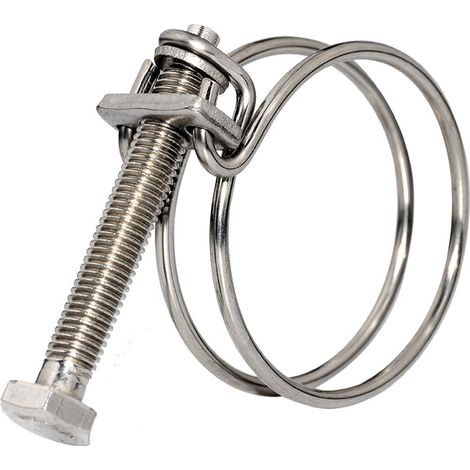 Colliers De Serrage à Double Fil,Collier De Serrage Inox,Collier Durite,Collier De Serrage Métallique,Réglable,Collier De Serrage Tuyau,Acier Inoxydable (21-25mm)