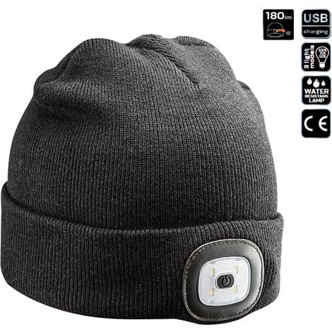 Wintermütze mit 4 LED Taschenlampe - wiederaufladbar