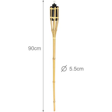 Wolketon 12 x Gartenfackel im Set, Ölfackeln aus Bambus, mit Docht, stimmungsvolle Fackeln für außen, Deko, Höhe: 90 cm, natur (1/2)