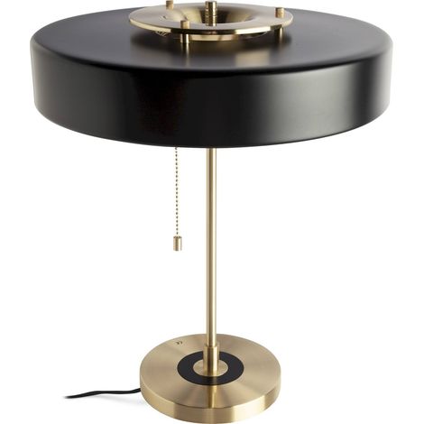Lampe de table design épuré Angel Cerda - Noir et or avec protecteur verre blanc (1/5)