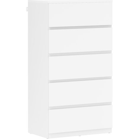 Kommode Sideboard Schubladenkommode, 5 Schubladen, 55 cm x 34 cm x 100 cm, Weiß