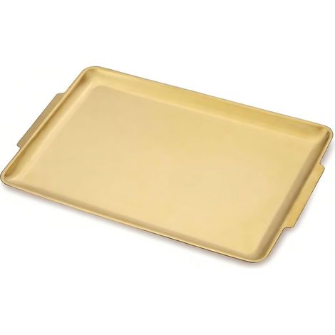 2 Plateau Rectangulaire, Acier Inoxydable, Or, 40x28cm, Table Fête (1/5)
