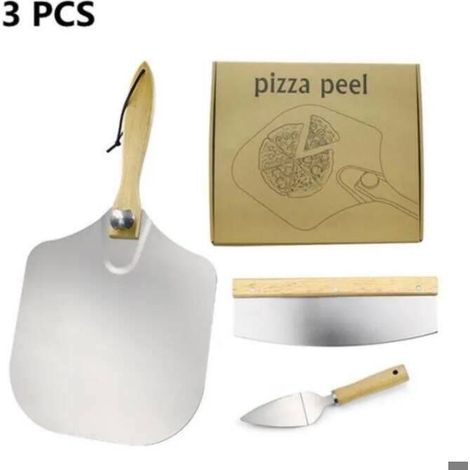 Pelle à pizza Roulette pizza Pelle à gâteau en Acier Inoxydable 3pcs Idéal pour Tarte, Pizza ou Gâteau (1/4)