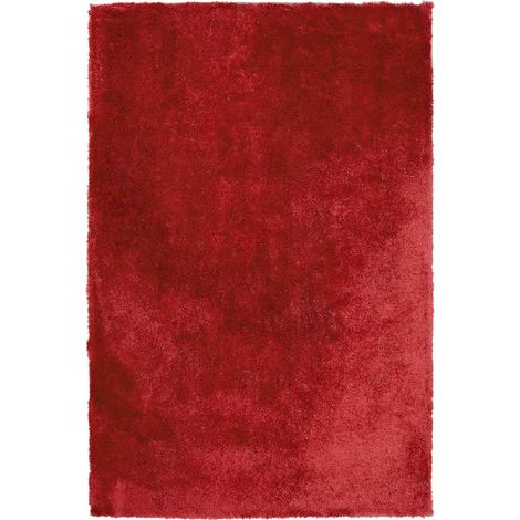 Alfombra roja 160 x 230 cm poliéster hecho a mano pelo largo Evren