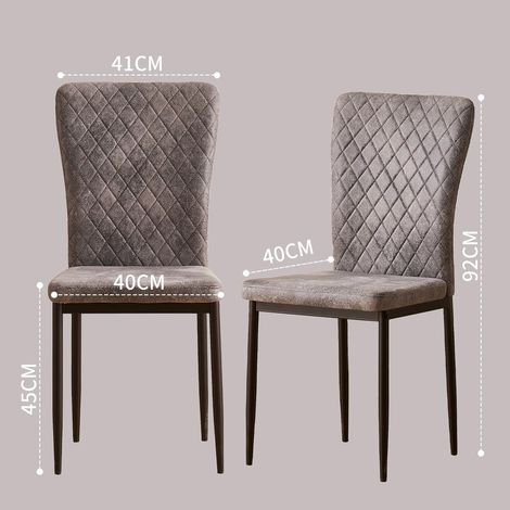 Jymtom – Lot de 6 chaises hautes en daim PU gris foncé – Dossier ergonomique – Pieds en métal – Charge max 100 kg – Pour salle à manger et salon