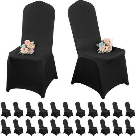 Housses de chaise Spandex Noir 20 pièces pour mariage, banquet, salle à manger (1/5)
