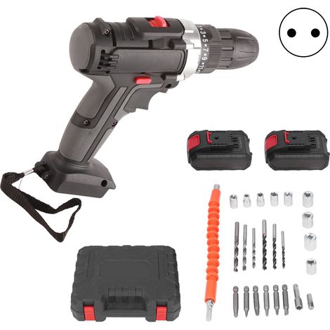 Set de 29 pièces perceuse sans balai ABS, visseuse électrique pour perçage bois métal, 100-240V (1/5)