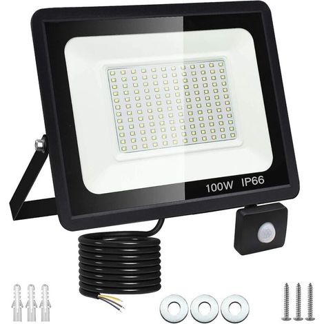 LED-Außenstrahler mit Bewegungsmelder, kaltweißes Sicherheitslicht (1/5)