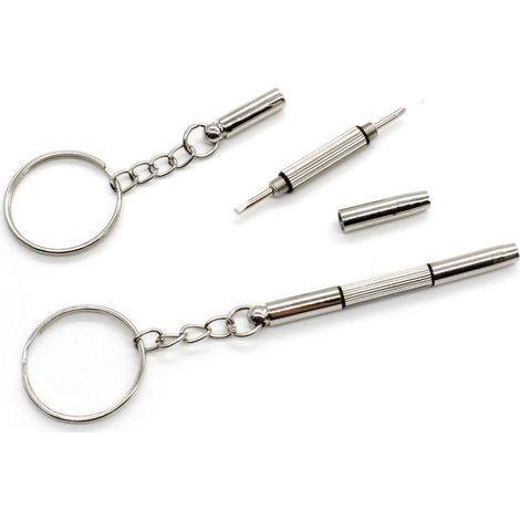 2 PCS Tournevis de Réparation de Poche pour Lunettes et Lunettes de Soleil Porte-clés à double extrémité Tête Cruciforme, Tête plate et Porte-écrou (1/5)
