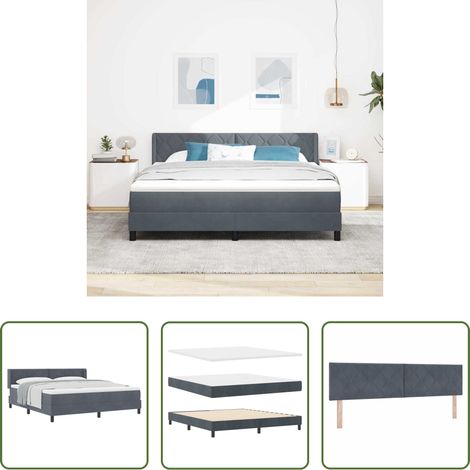 Matratze -  Boxspringbett mit Matratze Dunkelgrau 200 x 180 cm Polyester (1/5)
