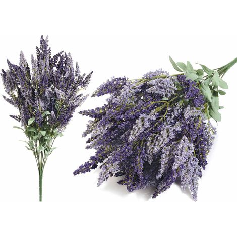 Mazzi / bouquet di lavanda bicolore artificiale, set da 3 pezzi, cm 36 H (con gambo 47)
