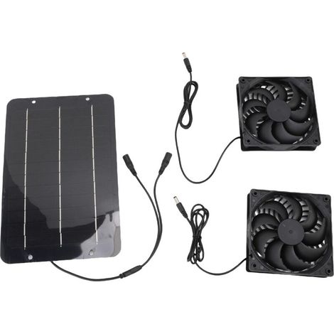 Ventiladores solares de extracción duales, kit de ventilador de extracción de alta velocidad y bajo ruido con paneles solares monocristalinos, ventiladores para perros, ventiladores ventilados, kit (1/4)